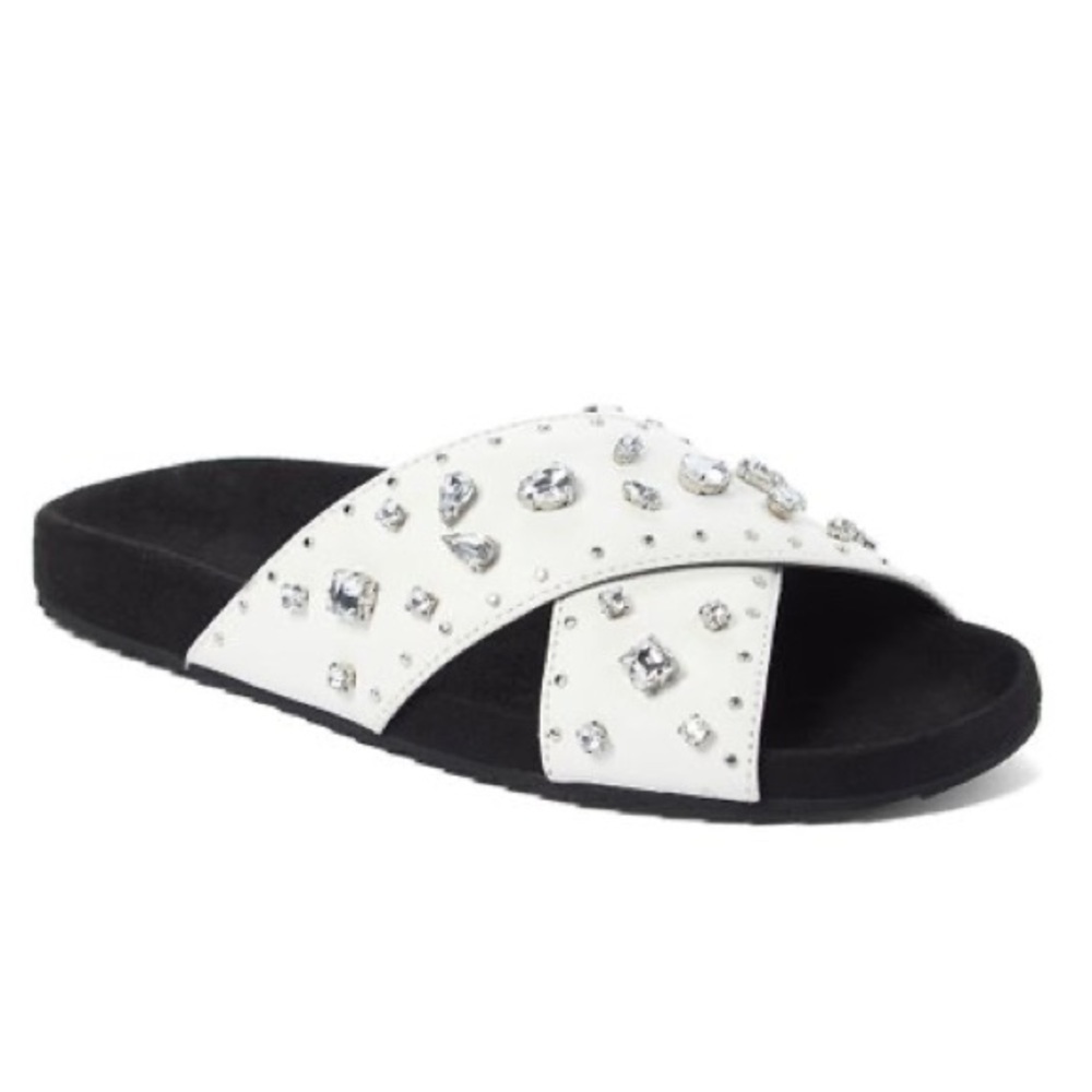 Rebecca Minkoff White Theo Jewels Leather Sandal